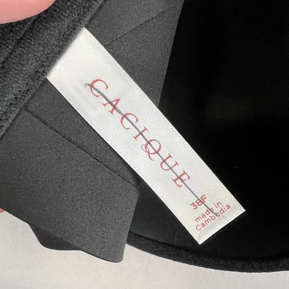 Cacique Totally Smooth Lightly Lined Full Coverage Bra Black 38F - Picture 5 of 10